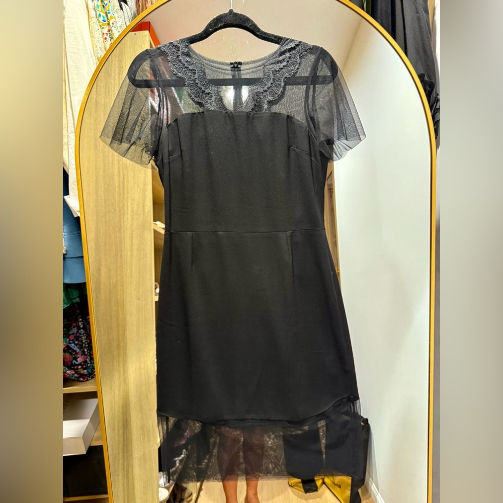Sandro Black Sheer Sleeve Mini Dress